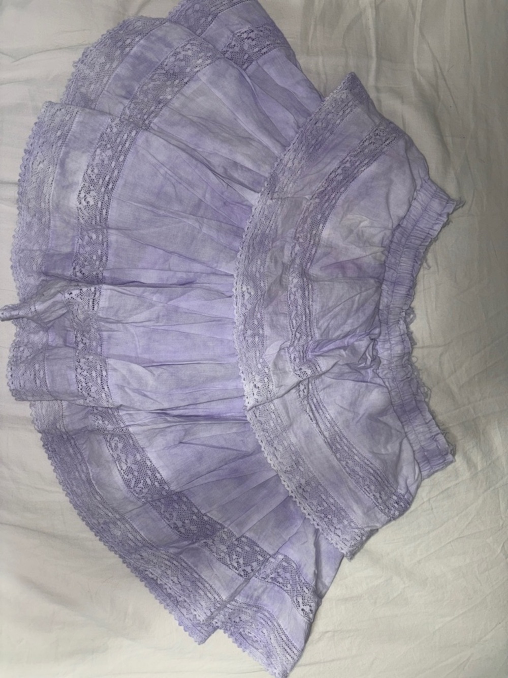 Loveshackfancy Lavender Tiered Lace Mini Skirt